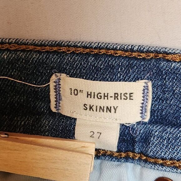 Madewell 10" High Rise Skinny Jeans Womens 27 Raw Hem Button Fly Ankle Denim - Picture 9 of 10